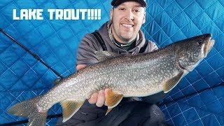 AGGRESSIVE Lake Superior Lake Trout  Ice Fishing in 150 FEET OF WATER [upl. by Vivien]