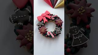 Christmas wreath cookie♥️ recipes and supplies linked in my bio cookiedecorating asmr satisfying [upl. by Aninotna]