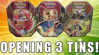 Opening 3 Tins of Pokemon Cards [upl. by Sremlahc]