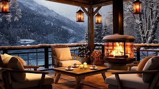 Cozy Winter Coffee Shop Ambience ⛄ Smooth Jazz Instrumental Music amp Crackling Fireplace for Relaxing [upl. by Ozneral865]