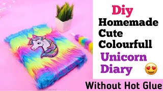 How To Make Colourfull Unicorn Diary At HomeWithout Hot Glu GunDIY Homemade Cute Unicorn DiaryDiy [upl. by Elyrpa]