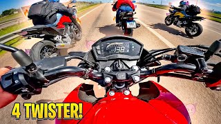 DUAS CB TWISTER 300 vs DUAS CB TWISTER 250 NA RODOVIA 🔥 [upl. by Atinrahs]