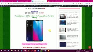 Tecno Camon 11 CF7 Flash File All Version Frp Fix MT6761 81 Oreo Customer Care File [upl. by Nitsreik563]