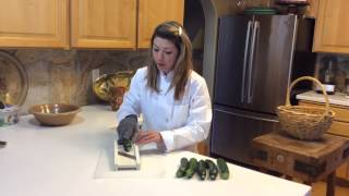 Chef Hallie makes zucchini quotnoodlesquot with a mandolin [upl. by Asquith332]