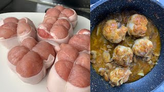 Paupiettes de PORC au four et à la sauce tomaterecette facile [upl. by Nie]