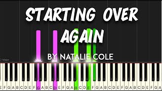 Starting Over Again by Natalie Cole synthesia piano tutorial  sheet music amp lyrics [upl. by Isacco]