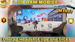 Onetap headshot tips and tricks on 2 gb ram mobile with handcam tutorial garena free fire [upl. by Asinet227]