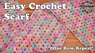 Crochet An Easy Scarf for beginners too🧣 One row repeat  Double V Stitch [upl. by Maddocks100]