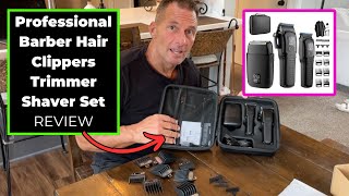 Professional Barber Hair Clippers Trimmer Shaver Set Review [upl. by Amlas493]