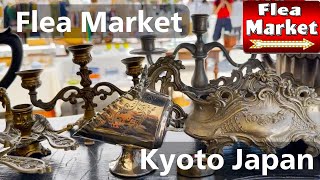 Kyotos Largest Vintage Flea Market Antique Silverware Brass Tableware Porcelains Katana [upl. by Atinav497]