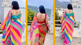 Back Side Saree Poses  Beautiful Waist In Saree saree [upl. by Afira]