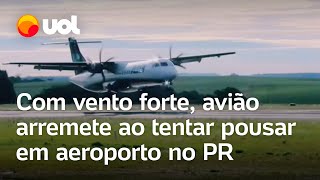 Avião arremete ao tentar pousar em meio a ventania no aeroporto de Pato Branco PR veja vídeo [upl. by Ralli]