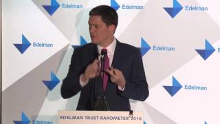 Edelman Trust Barometer 2016 Miliband on integrating refugees [upl. by Cilurzo]