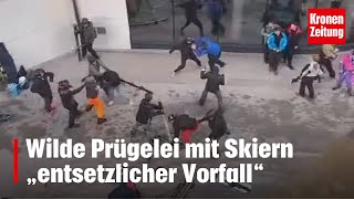 Mit Ski und Stöcken Fußballfans prügeln aufeinander ein  kronetv NEWS [upl. by Dyna]