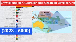 Entwicklung der Australien und Ozeanien Bevölkerung 2023  5000 Bevölkerungsreichsten Länder [upl. by Borries]