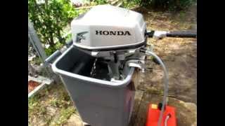 2004 Honda 5hp 4 stroke tiller outboard motor [upl. by Rossie]