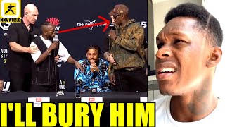 Israel Adesanya reacts his confrontation with LITTLE MIDGET Manel KapeSean StricklandUFC 293 [upl. by Initsed]