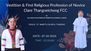 Vestition amp First Religious Profession of Novice Clare Thangneichong FCC [upl. by Nawat]