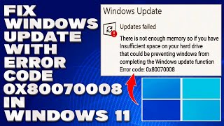 How To Fix Windows Update with Error Code 0x80070008 in Windows 1011 Solution [upl. by Jemmie]