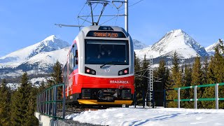 JAZDA ZUBAČKOU TATRANSKÁ ŠTRBA  ŠTRBSKÉ PLESO V ZIME  VYSOKÉ TATRY  COG RAILWAY POV CAB VIEW  4K [upl. by Kcirddahc]