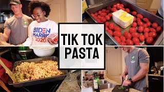 Trying TIKTOK PASTA 😋 👩🏾‍🍳 👨🏻‍🍳  cook with us viral tomato feta pasta  Interracial Couple [upl. by Geraldina]