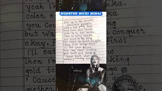 Monster👹 By Nicki Minaj 🫢 monster nickiminaj lyrics handwriting [upl. by Reggie]