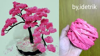 KERAJINAN BIKIN BUNGA BONSAI DARI TALI RAFIA  IDE KREATIF TALI RAFIA [upl. by Palgrave75]