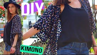 DIY MODE┋MEILLEURE METHODE POUR FAIRE UN KIMONO A POMPONS  FRANGE  DIY Francais [upl. by Chester]