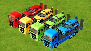 TRANSPORTING PIXAR CARS amp FRUITS WITH COLORED amp JOHN DEERE vs CLAAS vs TRACTORS  BeamNGdrive 962 [upl. by Htebesile]