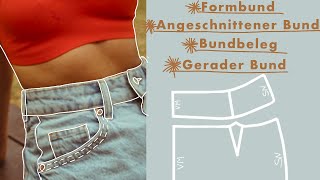 Schnittkonstruktion BUND Schnittmuster für Formbund Bundbeleg gerader Bund angeschnittener Bund [upl. by Selassie287]