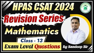 HPAS CSAT 2024  Revision Series  Mathematics  Exam Level Questions  Class13 Civilstap Himachal [upl. by Allenaj]