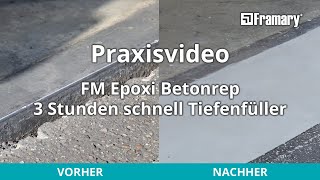 Tiefe Löcher im Betonboden selbstständig reparieren  FM Epoxi Betonrep 3h schnell Tiefenfüller [upl. by Carpet450]