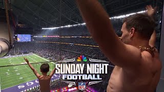 Shirtless Kirk Cousins son lead Skol chant in Minnesota before VikingsPackers  SNF  NFL on NBC [upl. by Onaivatco]