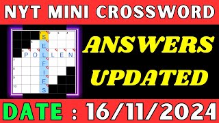 Today’s NYT Mini Crossword Clue Answers November 16 2024  SOLVED [upl. by Seleta]