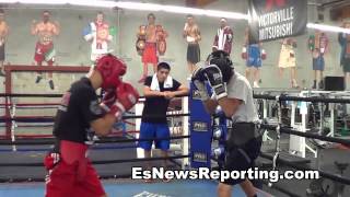 sparring at robert garcia boxing academy  EsNews boxing [upl. by Enirhtac]