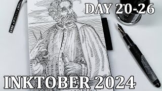 Inktober 2024 day 20 26 Sketching with homemade oak gall ink Ferdinand Magellan ink portrait [upl. by Nylarahs]