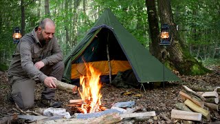 Solo Tipi Tent Overnighter amp Cooking on a Rock [upl. by Andros]