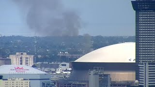 Fire on Superdome roof Tuesday [upl. by Ahkihs]