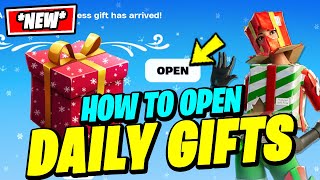 How to OPEN DAILY GIFTS or WINTERFEST 2023 PRESENTS in Fortnite Chapter 5 [upl. by Ecaidnac99]