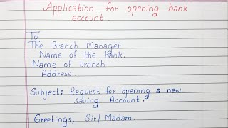 Write an application to the Bank Manager for opening bank Account  English  Exam [upl. by Loesceke]