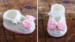 🌷Crochet Baby Booties 🎀 Easy CLOSEUP Step by Step Tutorial [upl. by Shane]