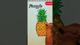 How to draw a pineapple realistic fruit drawing tutorial shorts trending [upl. by Maridel]