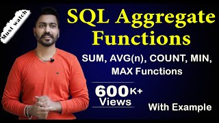 Lec67 SQL Aggregate Functions  SUM AVGn COUNT MIN MAX Functions  DBMS [upl. by Karlan827]