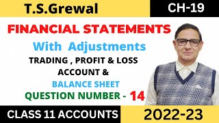 FINANCIAL STATEMENTS WITH ADJUSTMENTS Chapter 19 TSGrewal Solution Questionno 14 Class 11 [upl. by Atiuqes]