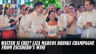 Waiter si Chiz Liza Marcos drinks champagne from Escudero’s wine [upl. by Kassandra]