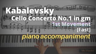 Kabalevsky  Cello Concerto No1 in Gm Op49 1st Mov Piano Accompaniment Fast [upl. by Ardnu]