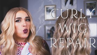 Wig Tutorial  Repairing A Curly Synthetic Wig With Steam  Jesse M Simons [upl. by Drahnreb777]