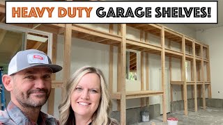 686  Heavy Duty Garage Shelves Workbench Built From Scratch 12x40 [upl. by Reuben]