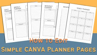 How to Edit Simple Planner Pages in Canva [upl. by Azilem4]