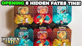 Opening 6 Pokemon Hidden Fates Tins 2021 REPRINT [upl. by Kristoffer610]